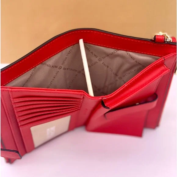 Michael Kors DoubleZip Wallet Wristlet Dark Sangria - Picture 6 of 8